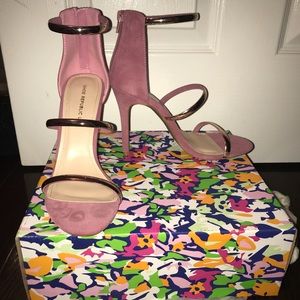 Pink/Lilac and gold strap heels
